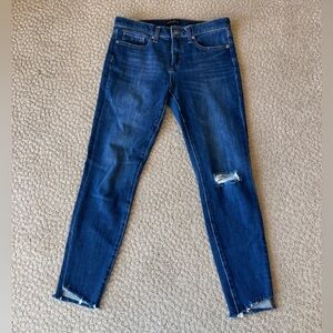 Banana Republic distressed raw hem mid rise skinny jeans